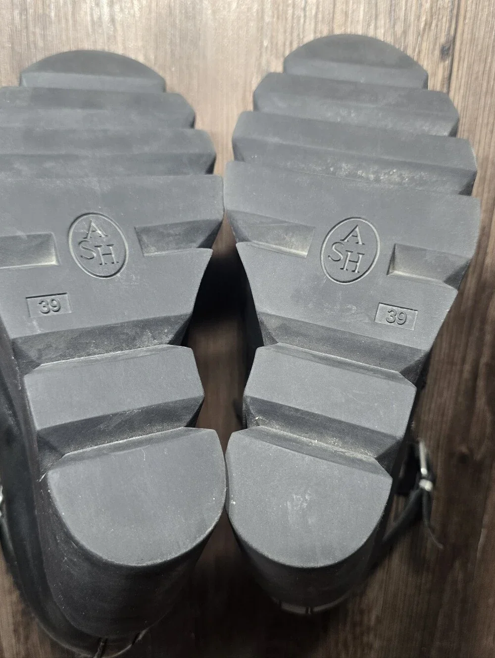 ASH Ricky Lug Wedge Platform Leather Boots Size 8